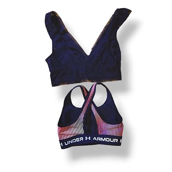 Under Armour Sports Bra Padded Small and AERIE Lace Bra Wirefree Size XSmall - Picture 5 of 5